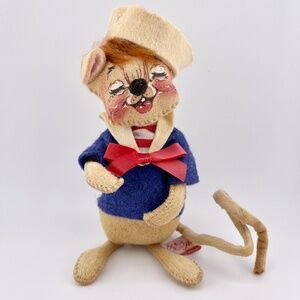 🐭 Annalee Spring- 1990 Sailor Mouse – Vintage Handcrafted Felt Figurine